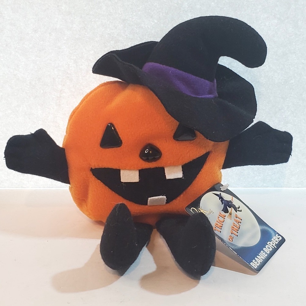 Vtg 1997 The 24k Company Beanie Boppers Stuffed Plush Perry Pumpkin Halloween